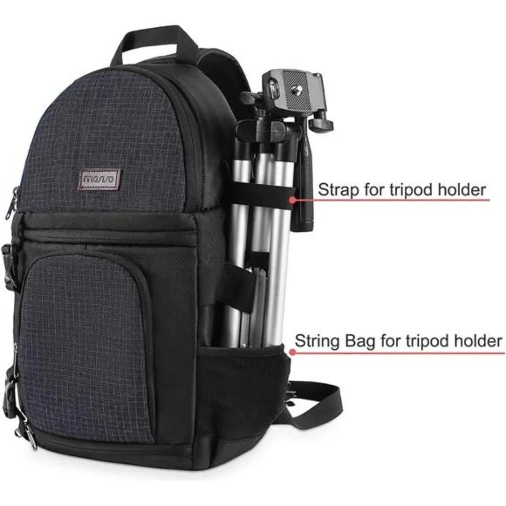 Camera Case Shockproof Backpack with Tripod Holder, Black